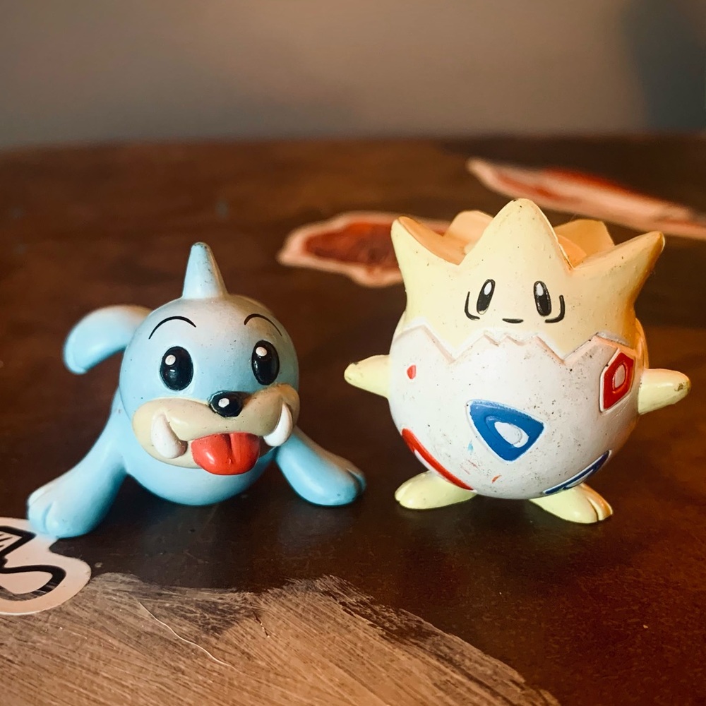 rare vintage Pokemon original 90s Tomy togepi and seel authentic stamped figures